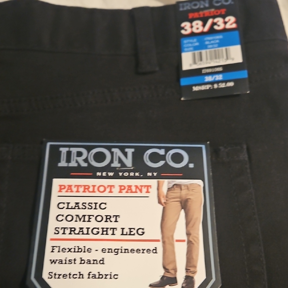 IRON CO. Black Classic Comfort Straight Leg Pants 38/32
